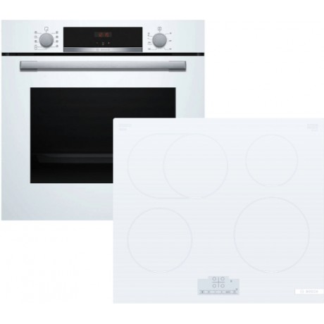 Bosch HBA534BW3 + PIF612BB1E Σετ Εντοιχισμού με Επαγωγικές Εστίες 71lt A+ Λευκό